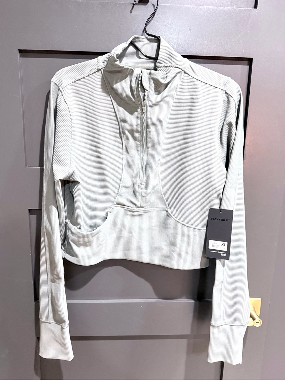 Athletic Works Flex For It Ribbed Cropped Half Zip Pullover